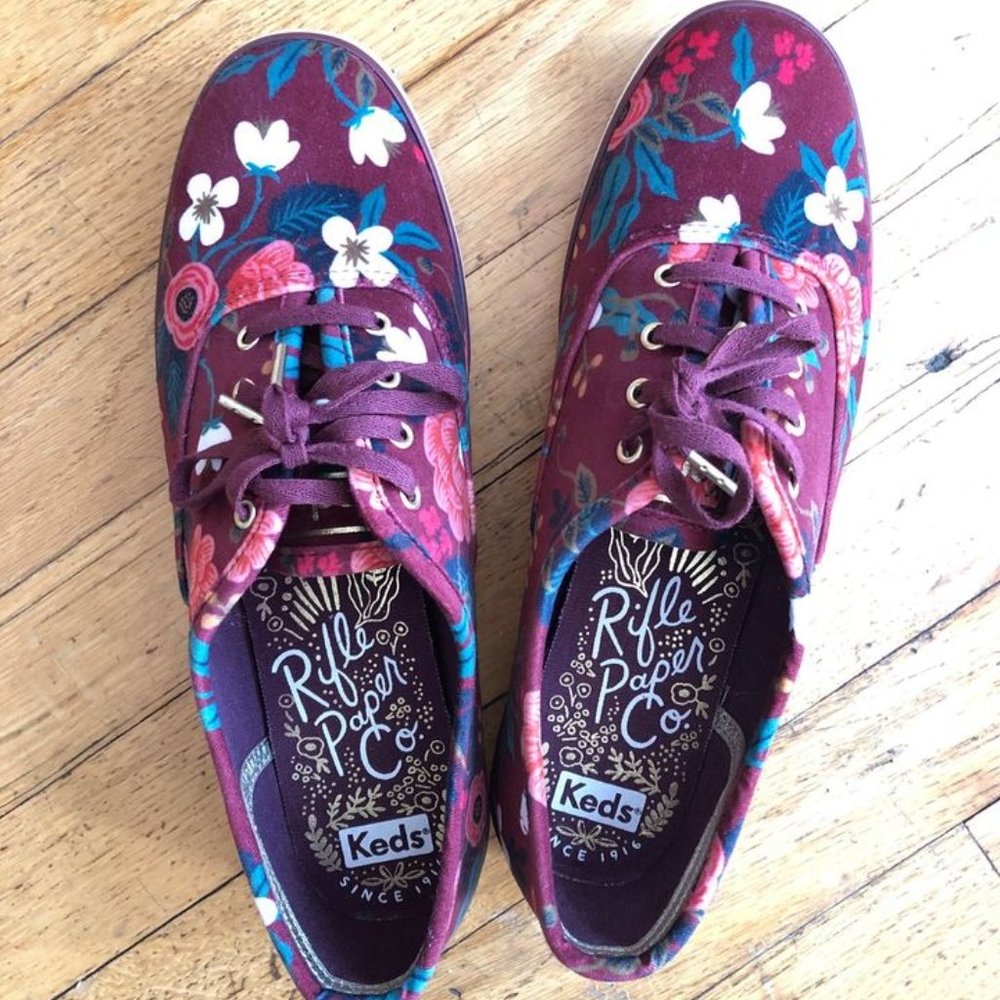 NWOT Burgundy Rifle Paper Co Keds